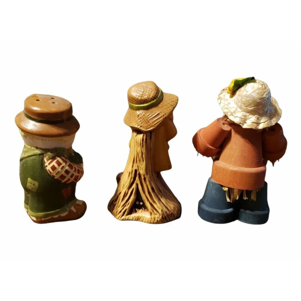 Lot of 3 Scarecrows Snowman Figurines Fall Autumn Winter Decor